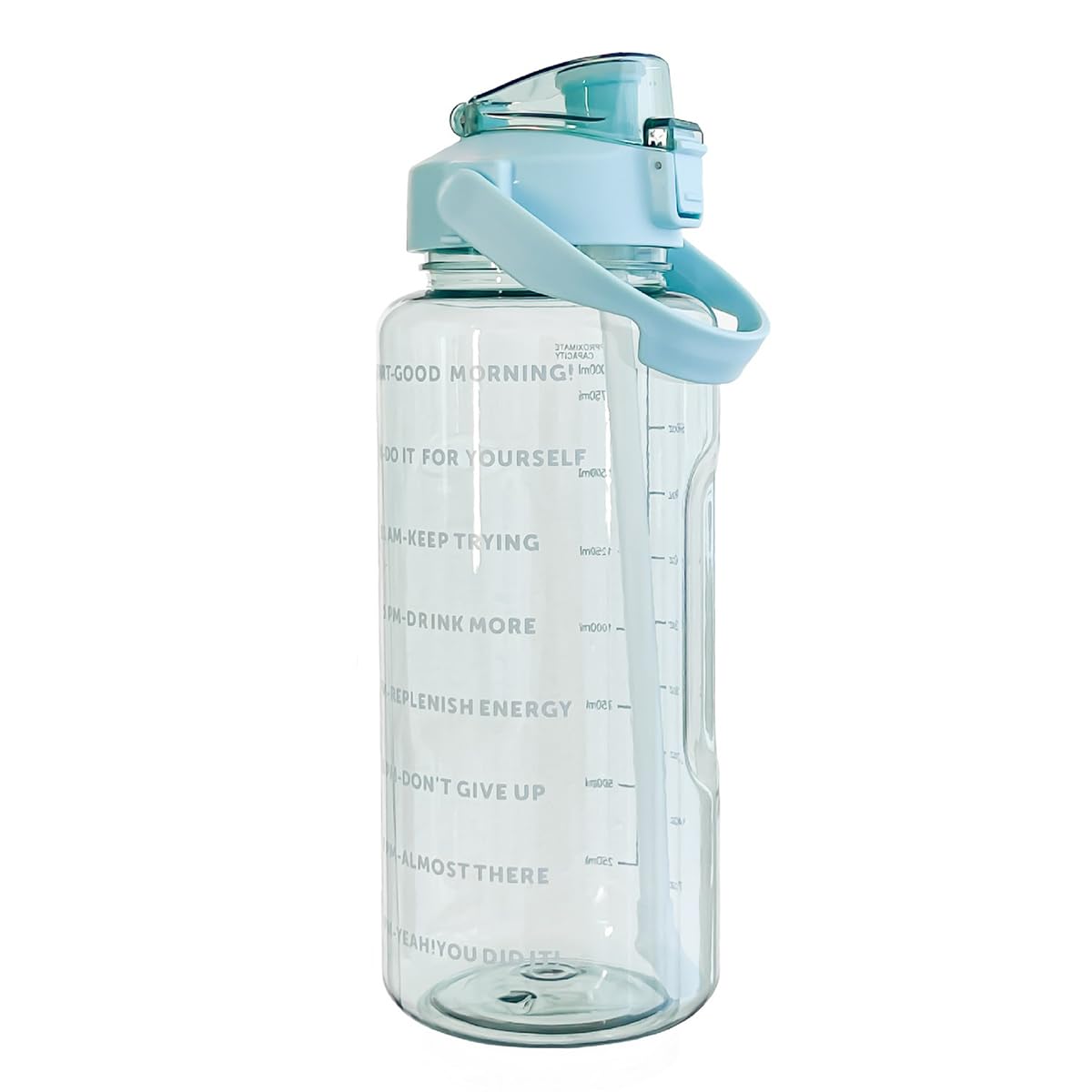 2 L Water Bottles Fitness Drinks Bottle Portable Large Capacity Cup Drinking Cup With Handle Sport Water-Bottles With Straw And Time Marker Leak Proof Drinks Bottle For Outdoor (Green)