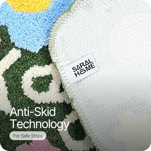Image of Saral Home Microfiber Bath Mat 38x60 cm | Ultra Soft, Super Absorbent & Anti-Skid | Quick Dry Non Slip Door Mat for Bathroom, Kitchen, Bedroom & Entrance | Green (Pack of 1)