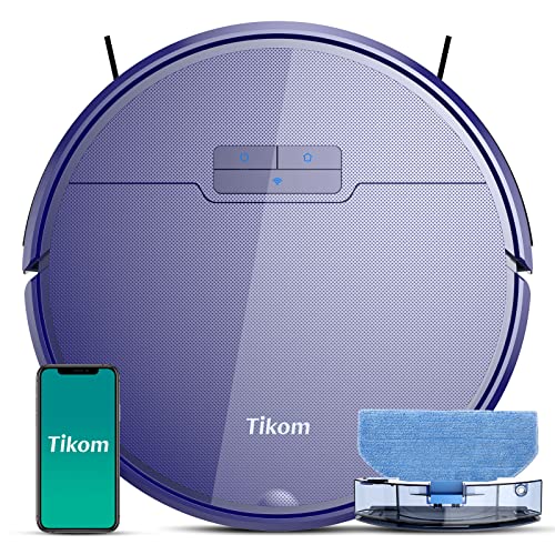 Tikom Staubsauger Roboter, G8000 Saugroboter mit Wischfunktion, 2700Pa Saugleistung, WLAN, Ideal für Tierhaare, Teppiche und Hartböden,Violett Cover