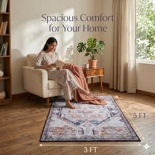 Image of Dream Weaverz Anti Slip Rectangular Carpet for Living Room & Hall | Silk | Flat Woven Soft Washable Floor Mat for Home, Bedroom Floor & Kitchen | Durable Anti Skid Rug for Daily Use (3 X 5) feet