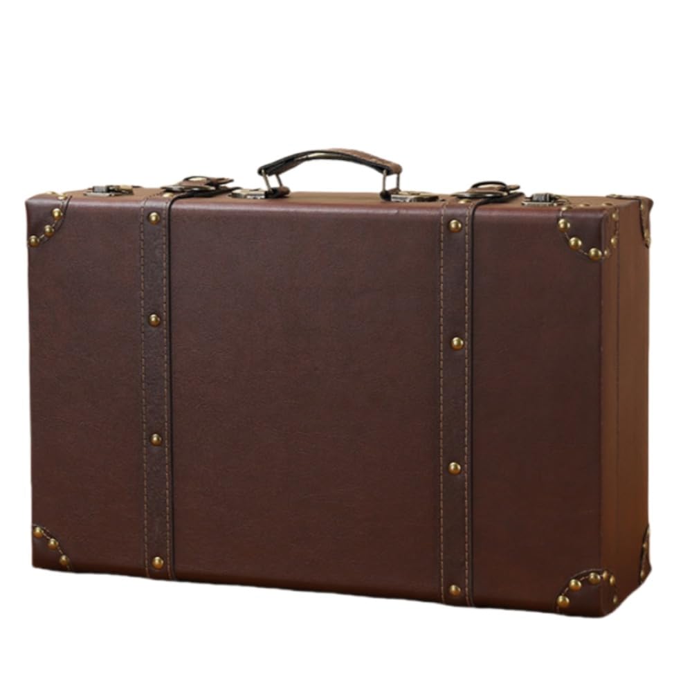 Bivoyud Trunk Case Antique Vintage Suitcase Photography Props Home Storage Box Wooden Luggage Retro Window Decorative Furniture Suitcase Suitable for Home Decoration,Vintage Suitcase (Small 34x8x20.5)
