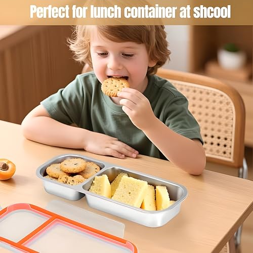 Image of Motka Premium 700 ml 2-Compartment Bento Lunch Box | Stainless Steel Slim Compact Tiffin | Leak-Proof Food Container| BPA & Odour-Free| Dishwasher Safe | Ideal for Office, Travel & School (Natural)