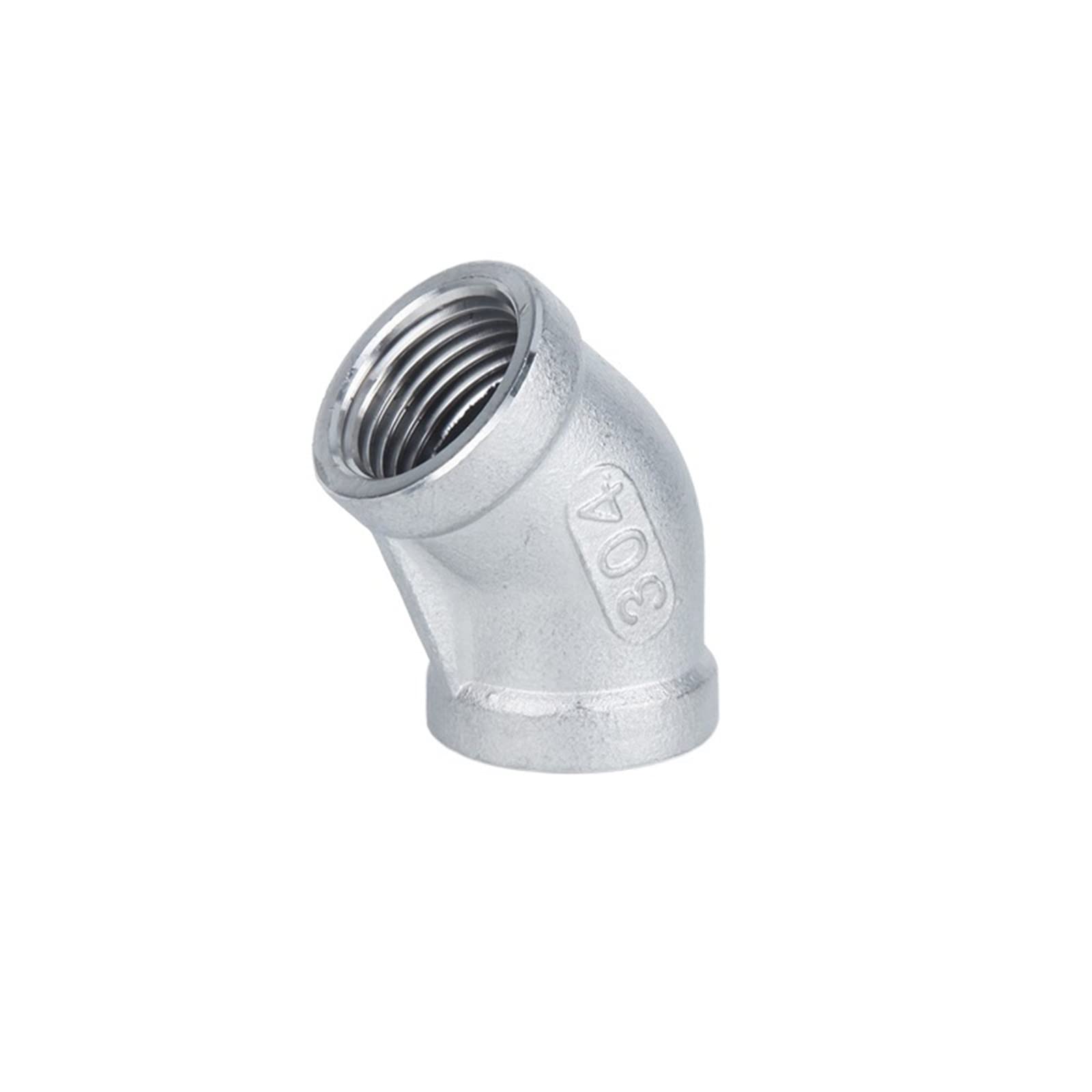 Codo de acero 304 de 45 grados con rosca hembra de 1-1/2" BSP para motor