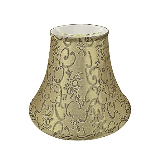 Image of Aspen Creative 30166 Transitional Bell Shape Spider Construction Lamp Shade in Olive Green with Floral Pattern, 12 inch wide (6 inch x 12 inch x 9-1 /2 inch)