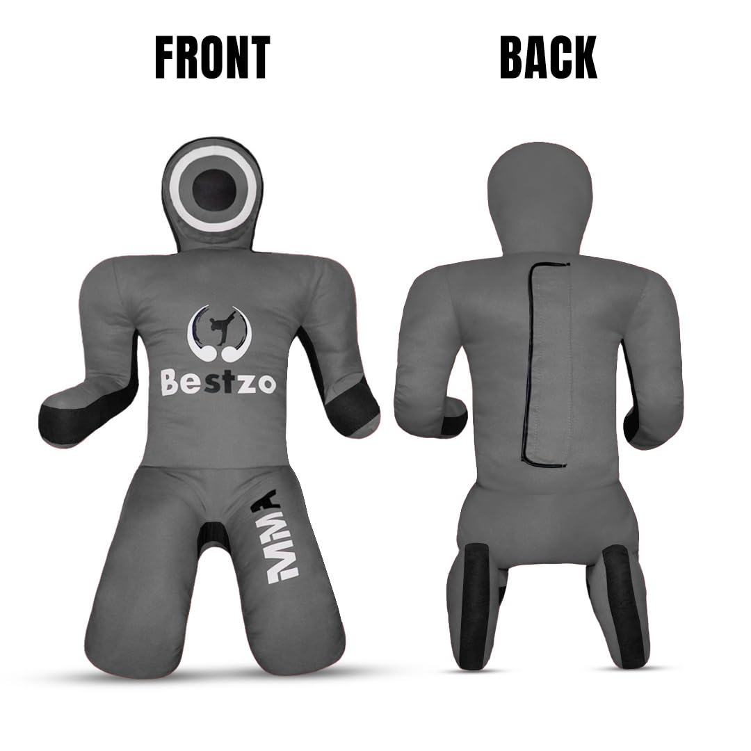 MMA Grappling Dummy- Brazilian Jiu Jitsu Dummy Wrestling Grappling BJJ Dummy, Judo Punching Bag Throwing Dummy for Karate, Boxing Training Gray-UNFILLED (48 in (4FT))