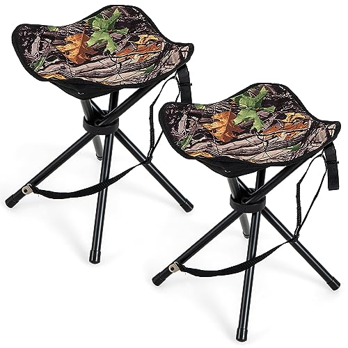 KOMFOTTEU 2er Set Campinghocker klappbar, Dreibeinhocker praktisch mit...