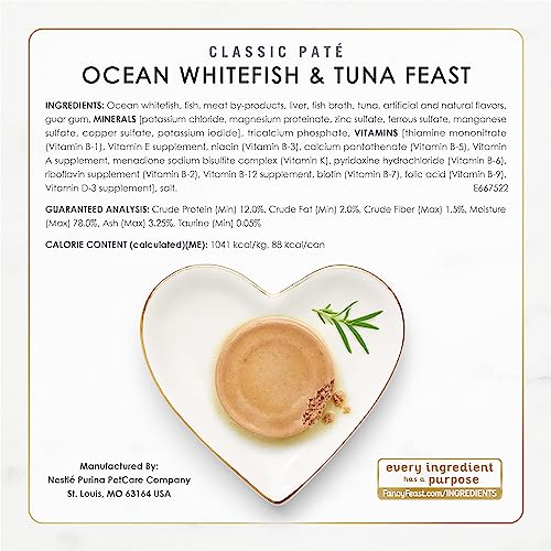 Purina 050000585687 Fancy Feast Seafood Classic Pate Collection Grain Free Wet Cat Food Variety Pack thumb #7