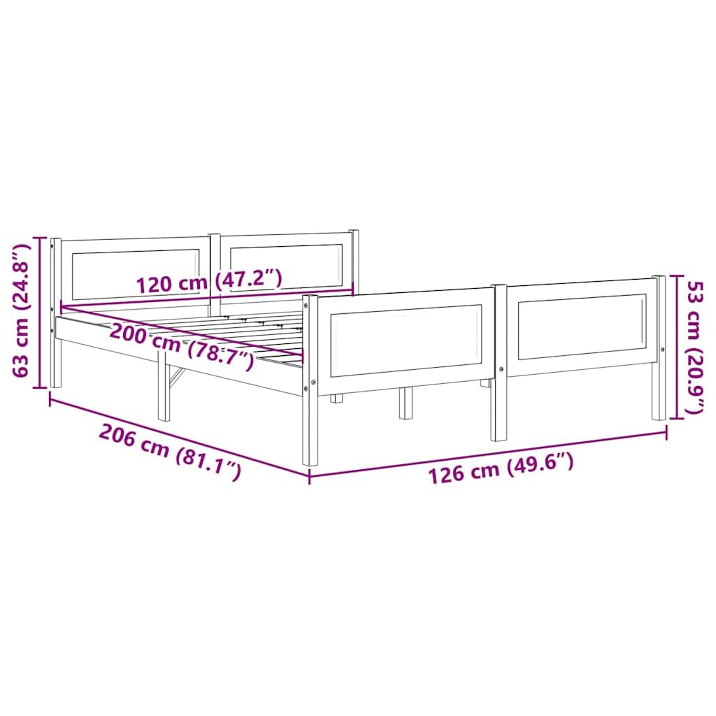 Massivholzbett Kiefer Grau 120x200 cm, Robustes Bettgestell Schlafzimmer Möbel mit Lattenrost, Langlebiges Plattformbett für Erwachsene, Modernes Design Wohnaccessoire