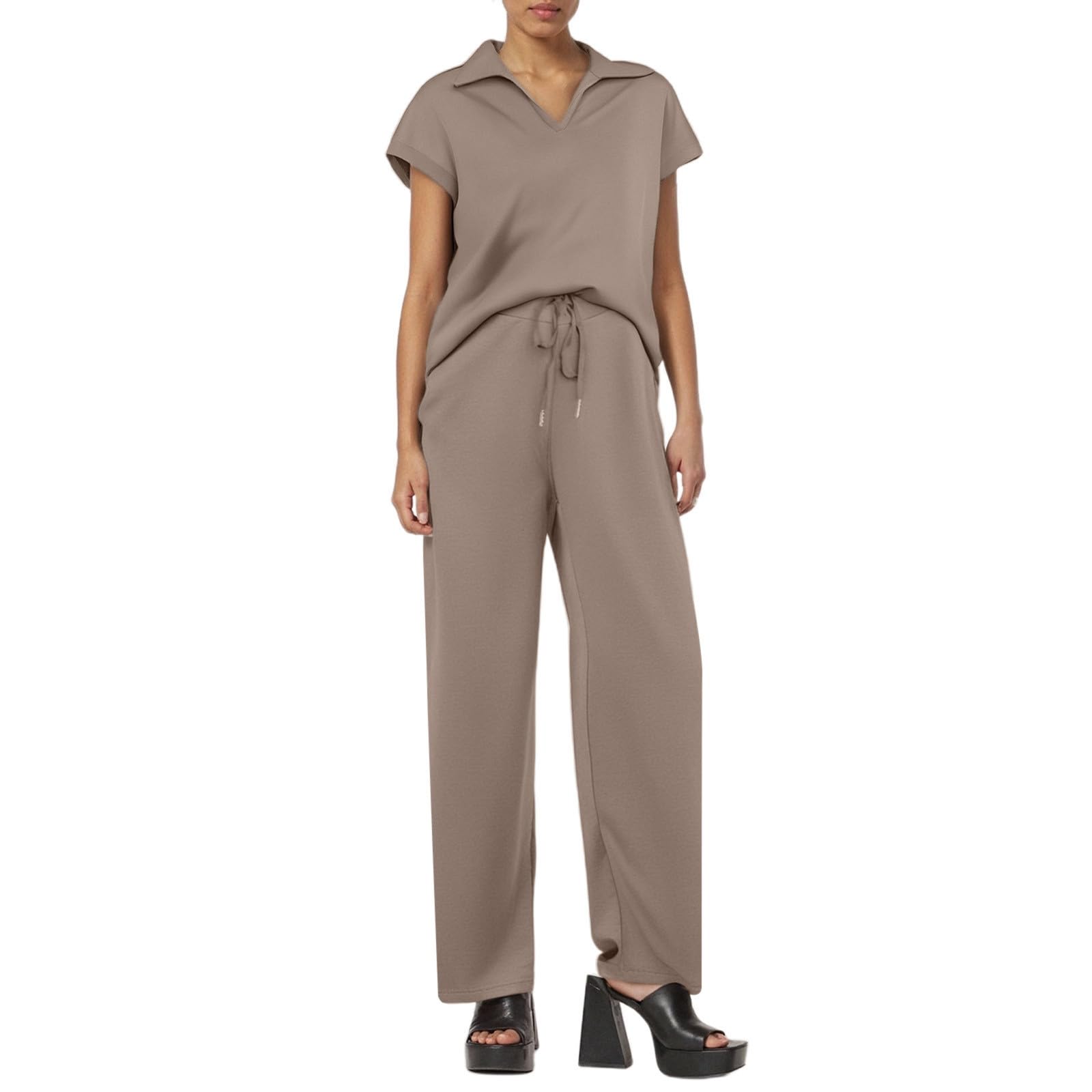 Générique Ensemble Femme 2 Pièces Coton Haut et Pantalon Sport Jogging Survêtement Respirant Léger Souple Doux Confort Quotidien A17
