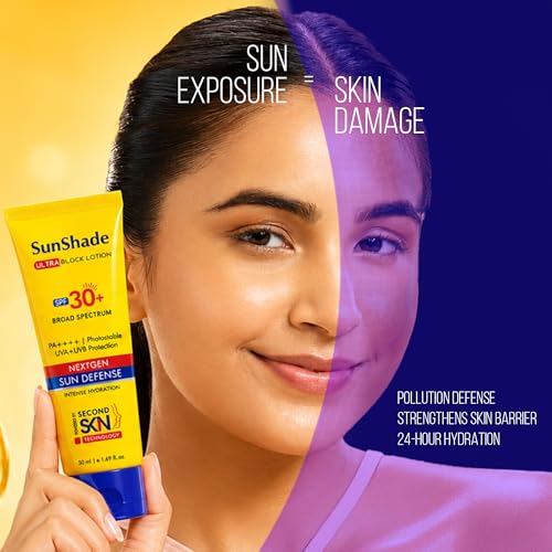 Image of Sunshade Ultra Block Lotion SPF 30+ PA++++ In Vivo Tested | Body Sunscreen with Broad Spectrum UVA & UVB Protection | Advanced Filters for Pollution & Tanning | Lightweight Sunscreen for All Skin Types 50ml