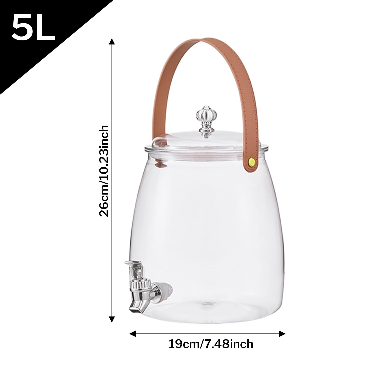 Distributeur de Boissons avec Robinet, 5 L Bonbonne de Jus de Fruits avec Robinet pour BBQ, Jarre Cocktail, Fêtes à la Piscine et Réunions de pendant les Vacances