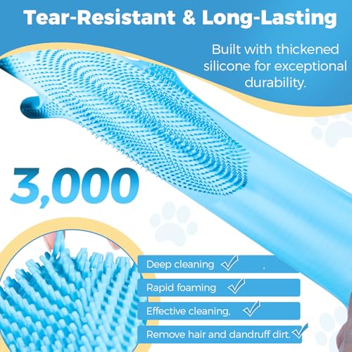 JINHUIYUAN-Pet-Grooming-Gloves-Dog-Washing-Gloves-with-Silicone-Teeth-Dog-Bathing-Shampoo-Brush-Heat-Resistant-Five-Finger-Design-for-Bathing-Massaging-Hair-Removal-Suitable-for-Dogs-and-Cats