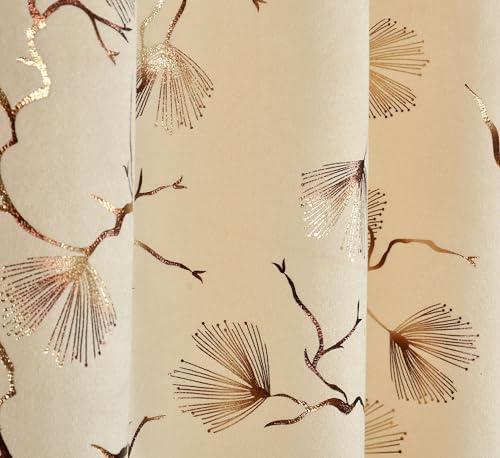 Image of Devsang Golden Foil 7 Feet Window Velvet Curtains Pack of 1, Cream