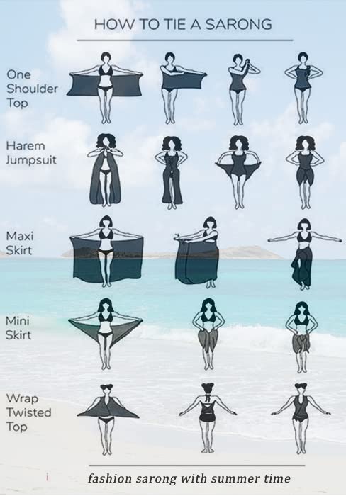 Image of Ekouaer Women Sarong Swimsuit Coverups Chiffon Long Bikini Wraps Sheer Beach Bathing Suit Cover Up
