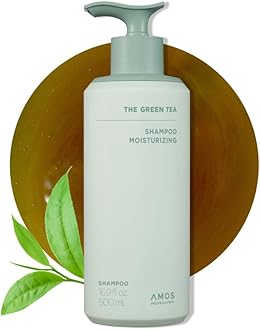 AMOS PROFESSIONAL The Green Tea Shampoo Moisturizing for Thinning Hair, Korean Shampoo for Dry Scalp l Flaky & Itchy Scalp, Strengthening Hair, All Hair Types, 16.9 fl. oz.