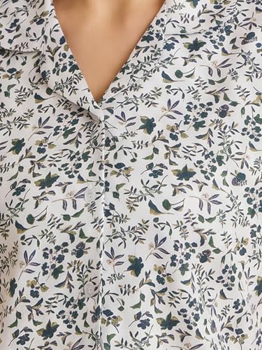 Image of Clovia Women's Cotton Printed Button Down Shirt & Pyjama Night Suit Set