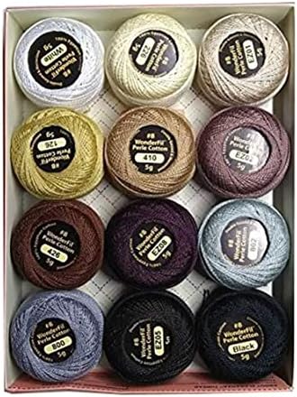 Wonderfil Eleganza #8 Perle Cotton Embroidery Thread Sampler Collection,"Neutrals"