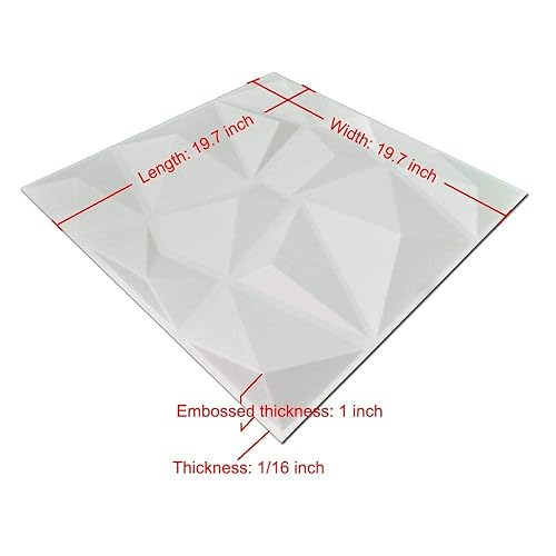 Miniatura 7 de Art3d 3D Revestimiento con textura 3D para pared color gris diamante 197 x 197 pulgadas 12 unidades Blanco A10038
