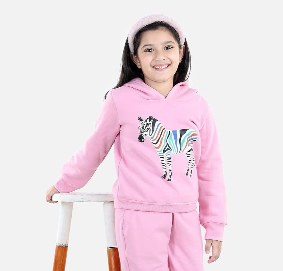 Sweatshirt or Hoodie for Girls, Boys, Kids. Embroidery Print, Baby Pink. (5-6 Years) 1