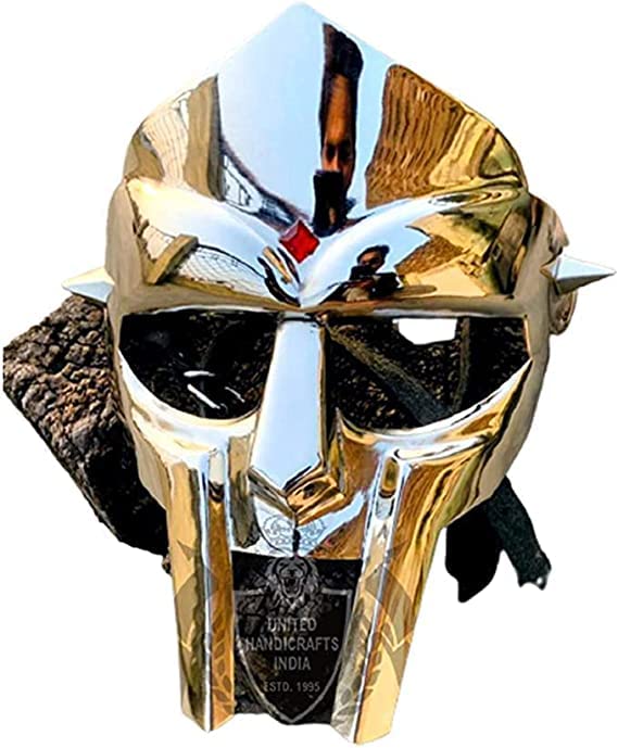 Medievalmart Mf Doom - Máscara de gladiador con acabado plateado en latón y metal, tamaño libre