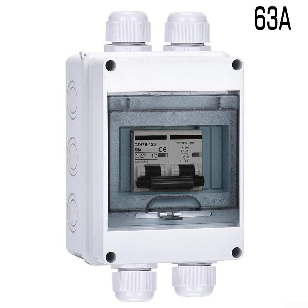 PV-Trennbox DC1000V Solar-Trennschalter für Photovoltaik-Montagestrukturen und DC-Verteilerplatinen IP65 Gehäuse (63A)