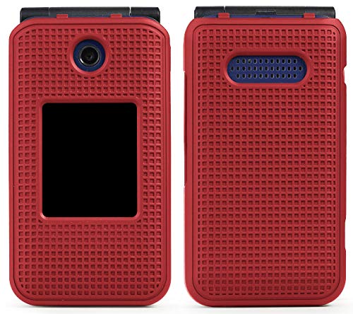 Case for Cingular Flip 4, Cricket Debut Case, Nakedcellphone [Metallic Red] Protective Snap-On Cover [Grid Texture] for Cricket Debut Flip (U102AC), AT&T Cingular Flip IV Phone (U102AA)