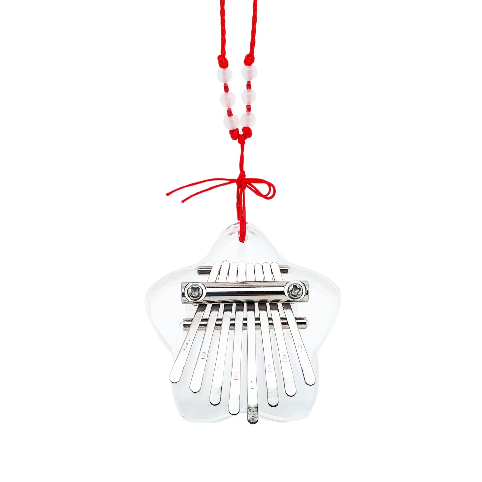 Mini Kalimba Thumb Piano 8 Key Musical Instruments with Lanyard Gifts for Kids and Beginners Transparent Star