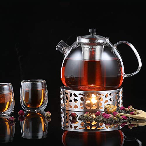 ecooe Tetera de vidrio para té 1500 ml con colador de acero inoxidable extraíble jarra de vidrio que se calienta en la… - Imagen 7