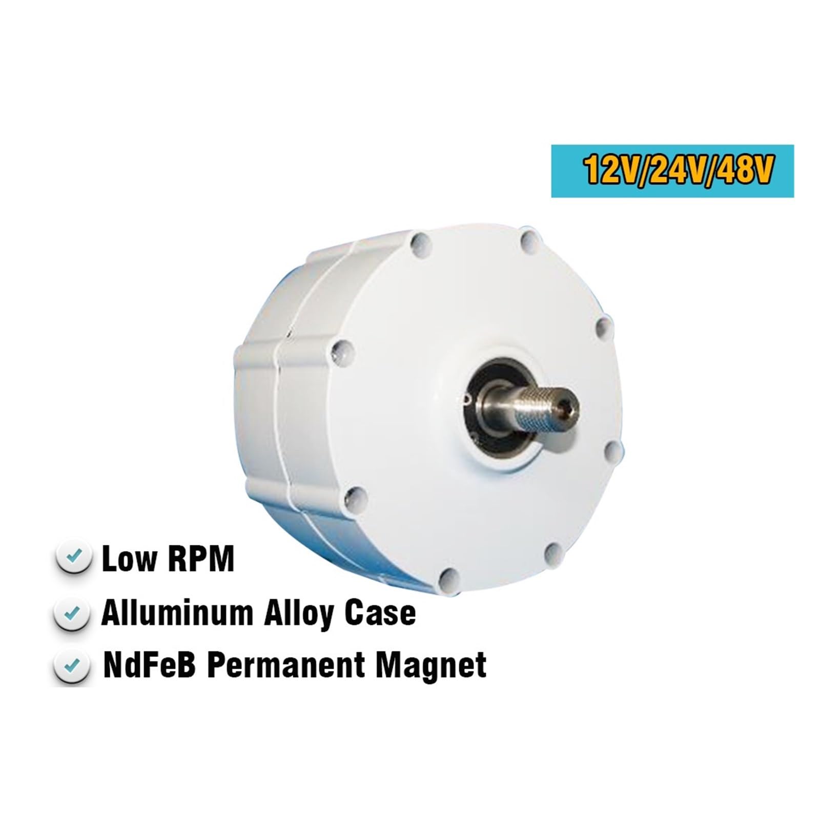 Generador de turbinas eólicas de baja velocidad 500W 600W 800W 12V 24V 48V Generador de imán sin engranajes dores de CA for turbina eólica Turbina de agua(Without Base,12V,800W)