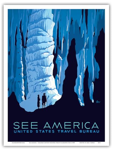 See America - Big Room Cave in Carlsbad Caverns National Park - United States Travel Bureau - Vintage Travel Poster by Alexander Dux c.1939 - Master Art Print (Unframed) 9in x 12in