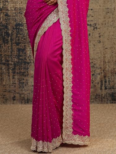 Image of Libas Embellished Silk Blend Saree for Women With Unstitched Blouse Piece | Traditional Saree for Party & Wedding
