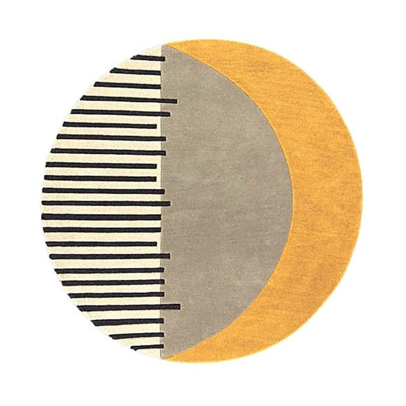 Image of Handmade Pure Woollen Carpet Collection for Hall with 1.0 inch inch Thickness 6 X 6 Feet - Round Gold Grey DH
