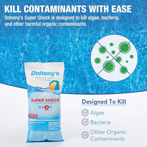 Image of Doheny's Super Pool Shock | Pro-Grade Chlorine Shock, Quick-Dissolving, Fast-Acting 68% Cal-Hypo Granular Pool Shock | 24 x 1lb Bags, Proudly Made in the USA