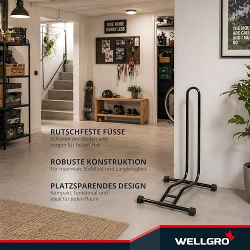 WELLGRO Fahrradständer - Stahl, sicherer Stand - Farbe schwarz – Ansicht 2