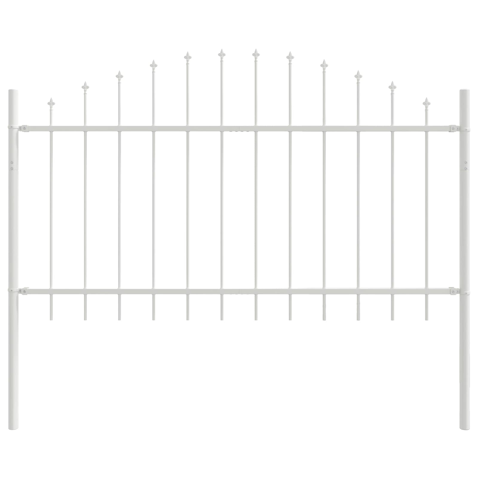 White Garden Fence 7 Piece Set 170 x 140 cm Powder Coated Steel Outdoor Decorative Border Barrier for Flower Bed Terrace Lawn Patio
