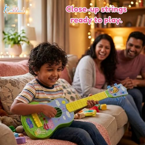 Image of Hasbro Peppa Pig Theme Guitar (Big) Interactive Sounds, Birthday Present Musical Instrument for Kids | Fun & Educational Toy for Kids | Safe, Engaging & Interactive Play