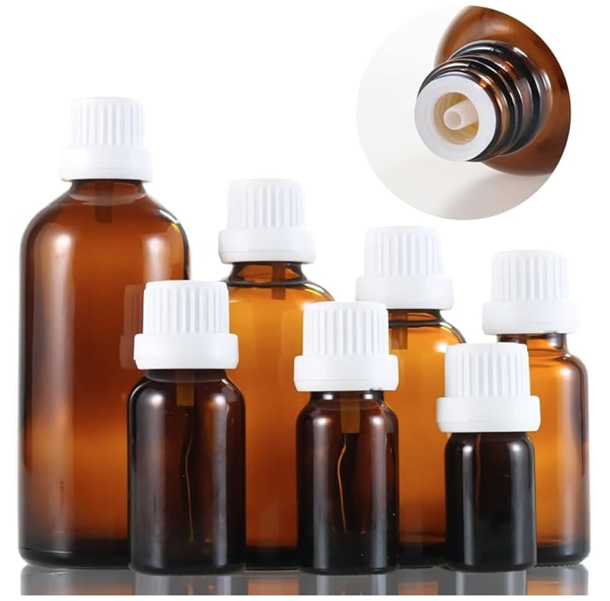 Shophomeo® Set of 50-100ml Amber Glass bottle + Plastic Dropper + White PP Cap 18mm - Wholesale Pack-image-47