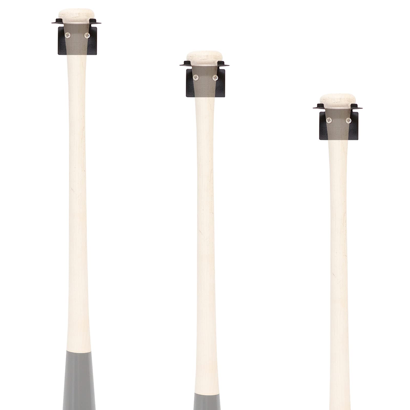 HIDEitMounts VBat Vertical Baseball Bat Wall Mount - Black Steel Baseball Bat Holder for Wall - Baseball Wall Mount and Baseball Bat Display Wall Mount for Youth, Adult, Metal and Wood Bats (3-Pack)