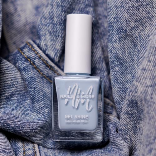 Image of Nails & More Baby Blue Nail Polish, Argan Oil-Infused Gel Shine, Soft Blue Nails, Pastel Nail Color | 10ml