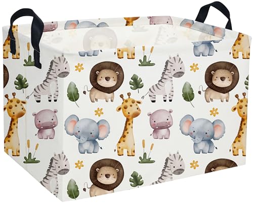 Image of Rectangular Animals Storage Baskets Cute Basket Storage Bin Zoo Room Decor for Home(Zoo)