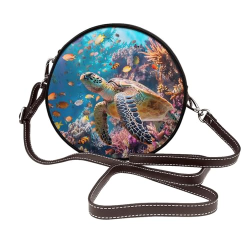 Sac à main en cuir végétalien avec sangle réglable et design rond