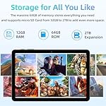 Android Tablet, 10 inch Android 15 Tablet with Octa-Core Processor, 12GB RAM 64GB ROM 2TB Expand, 1280x800 HD Touchscreen, GPS, WiFi 5, Dual Camera, BT5.0, 6000mAh, Widevine L1 (Black) - Image 3