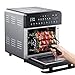 GoWISE USA 14.7-Quart Air Fryer Grill with Dual Heating Elements & Oven with Rotisserie, Dehydrator, Preheat and Broil Functions + 11 Accessories with 2 Recipe Books (Stainless Steel/Black), Ultimate