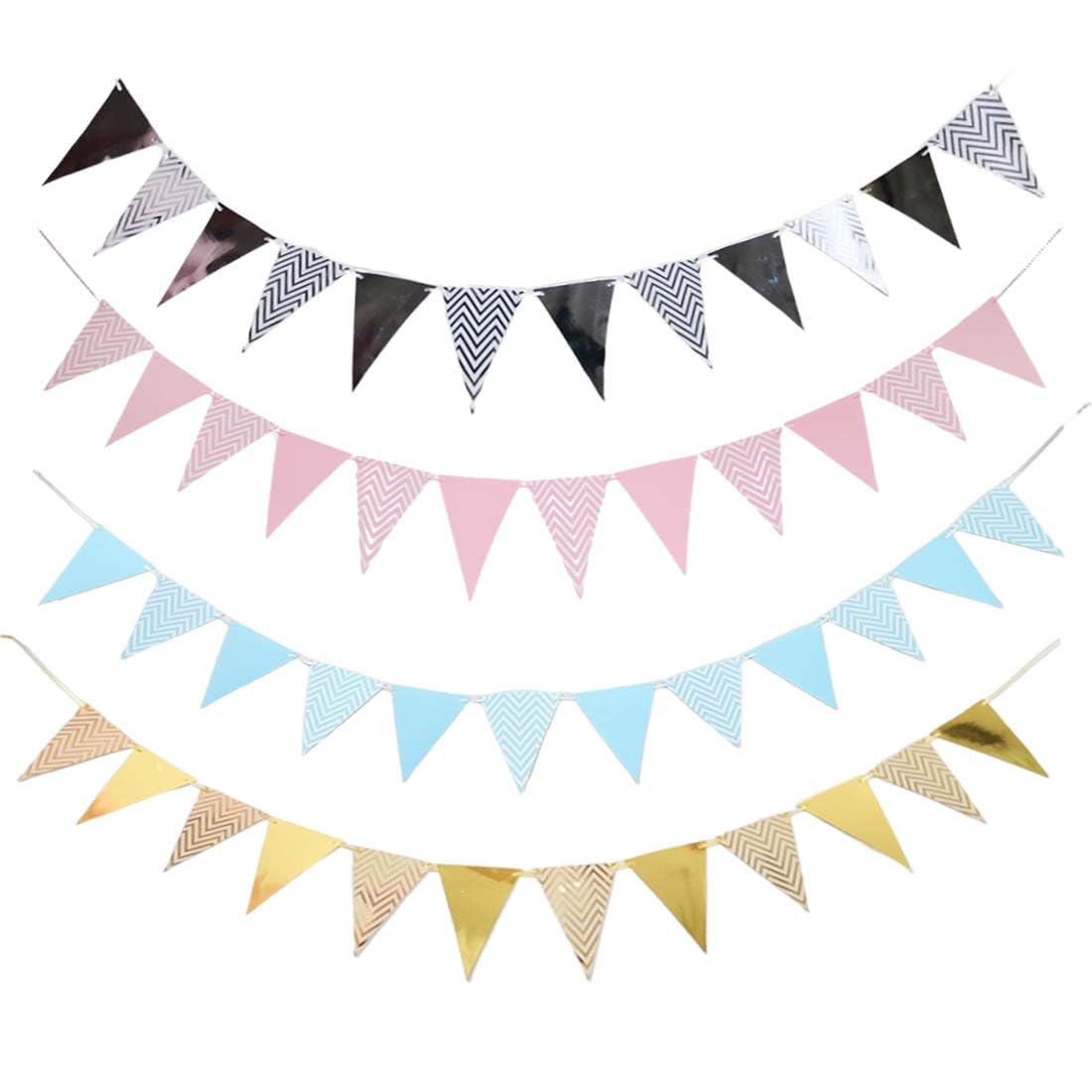 4 Piezas Banderines Triangulares Bunting Banner Banners Multicolores para Bodas Fiestas de Cumpleaños Jardín Marca Apertura Decoraciones para el hogar