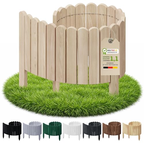 Floranica Beetumrandung Beeteinfassung 30 x 100 cm Unbehandelt Rasenkante Holz Gartenzaun Holzzaun Flexibler Rollborder
