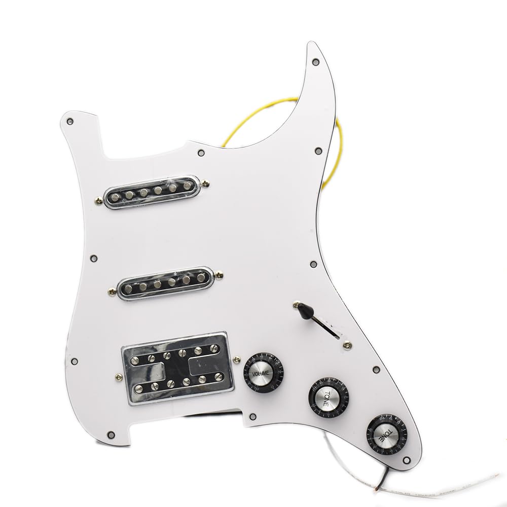 SSH załadowany wstępnie okablowany zestaw pickguard do gitary elektrycznej z 2T1V do gitary w stylu FD ST (biały)