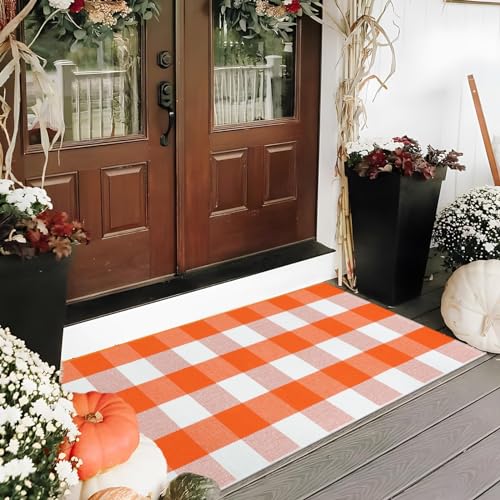 LEEVAN Halloween Rug Outdoor 2x4, Buffalo Plaid...