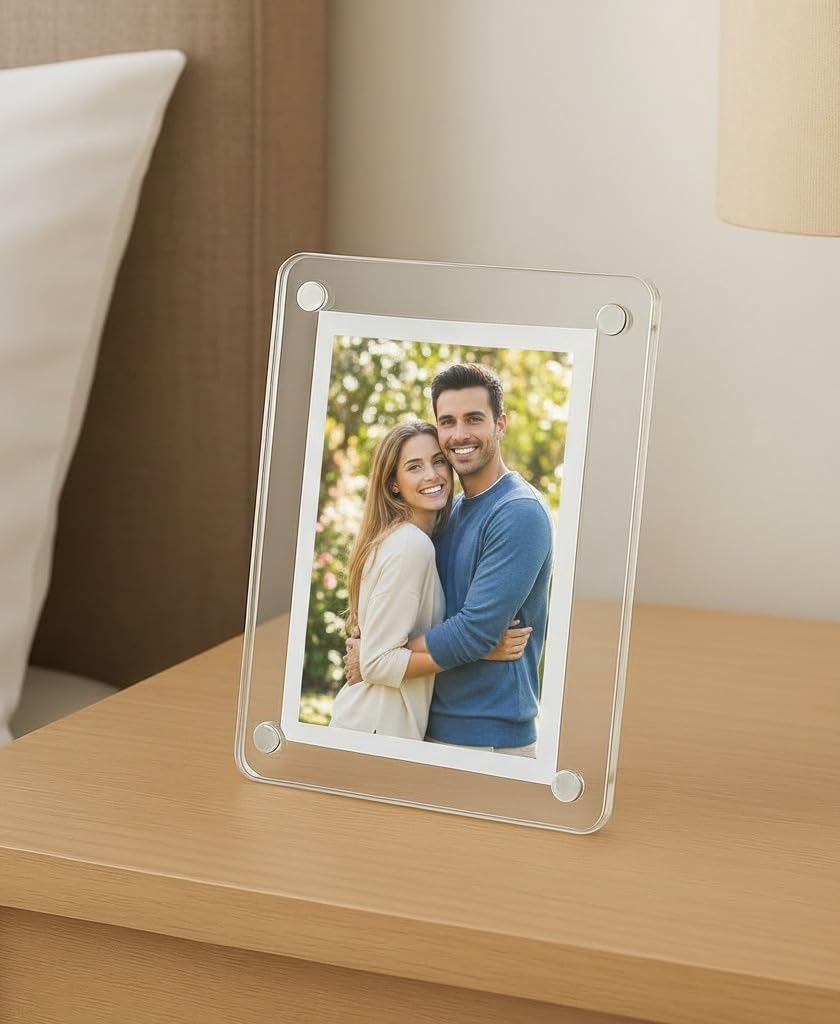 GIFTS- Pack of 6 Magnetic Acrylic Photo Frame for Fridge & Table - Double Side Display | 2.5x3.5 inch, Picture Frame | Strong Magnet, Picture Holder- Scratch-Resistant Memory Board