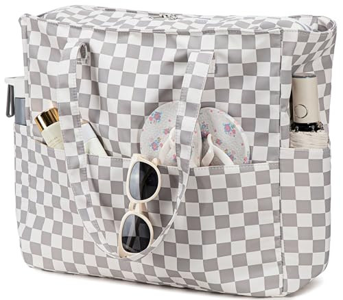 Image of LEDAOU Beach Bag Waterproof Sandproof Women Beach Tote Pool Bag with Zipper for Swim Gym Grocery Travel with Wet Pocket | Sandproof
