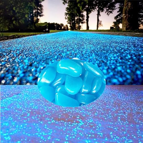 Image of Radium Glossy Stone Decorative Aquarium and Vase Fillers Pebbles for Garden Home in Dark Glowing Stepping Glows The Night Rocks Set Decoration (Blue Color)